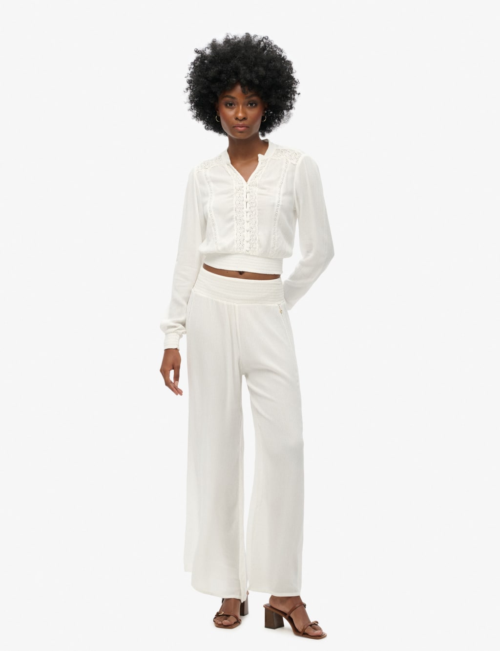 Lace Trim V-Neck Button Through Blouse 4 of 7