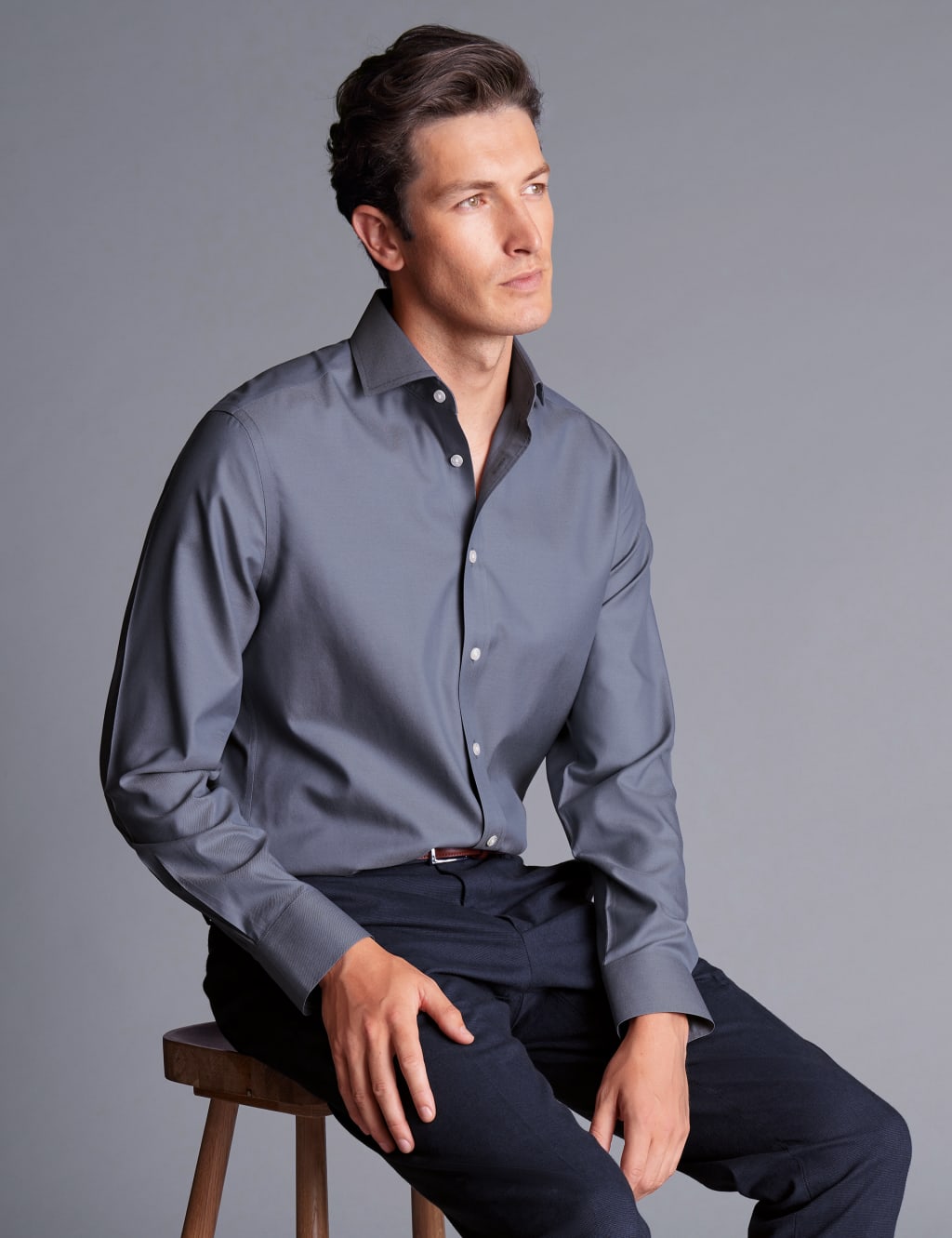 Slim Fit Flat Front Stretch Trousers 1 of 3