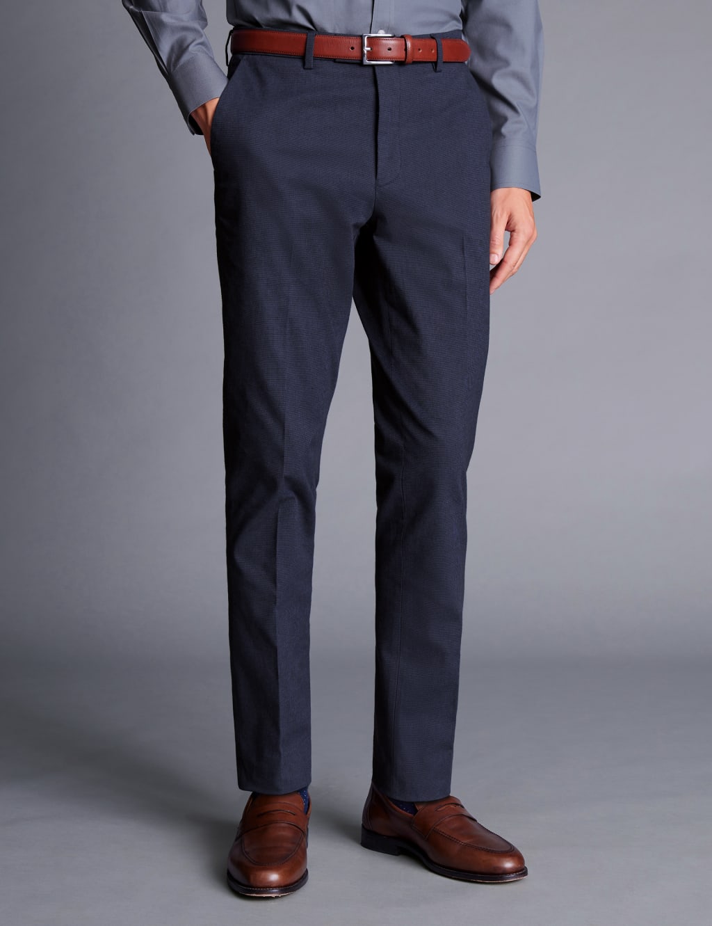 Slim Fit Flat Front Stretch Trousers 2 of 3