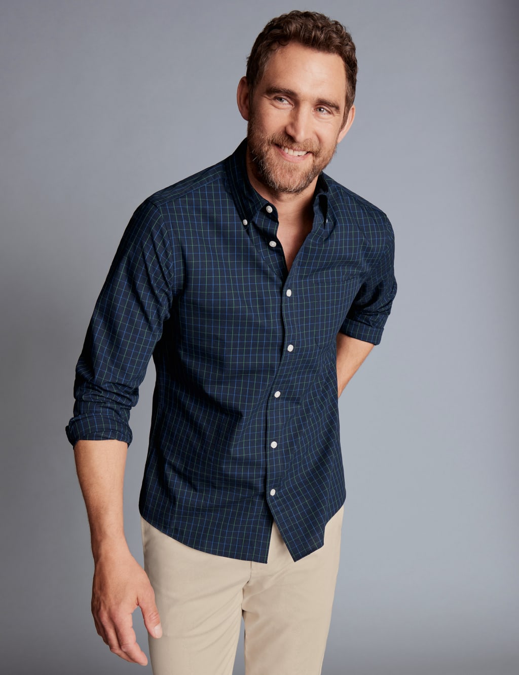 Slim Fit Non Iron Pure Cotton Check Shirt 1 of 6