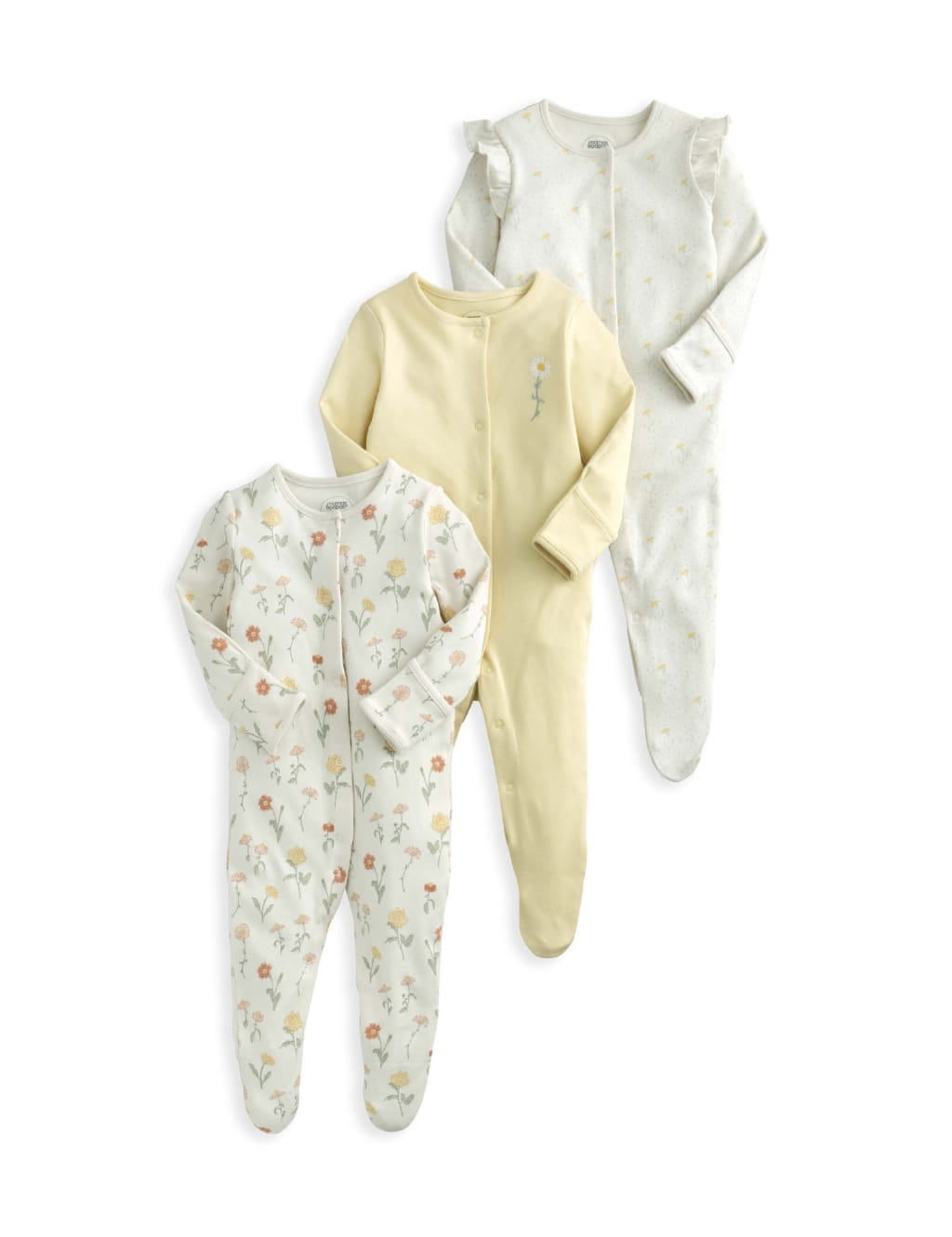 3pk Pure Cotton Floral Sleepsuits (0-24 Mths) 2 of 2