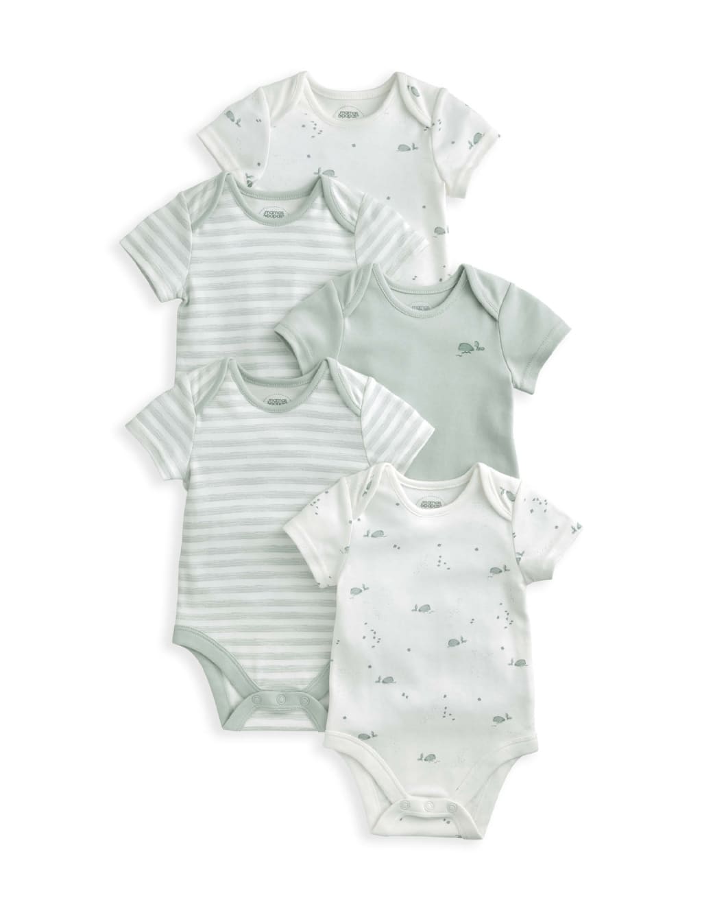 5pk Pure Cotton Whale & Striped Bodysuits (0-24 Mths) 2 of 2