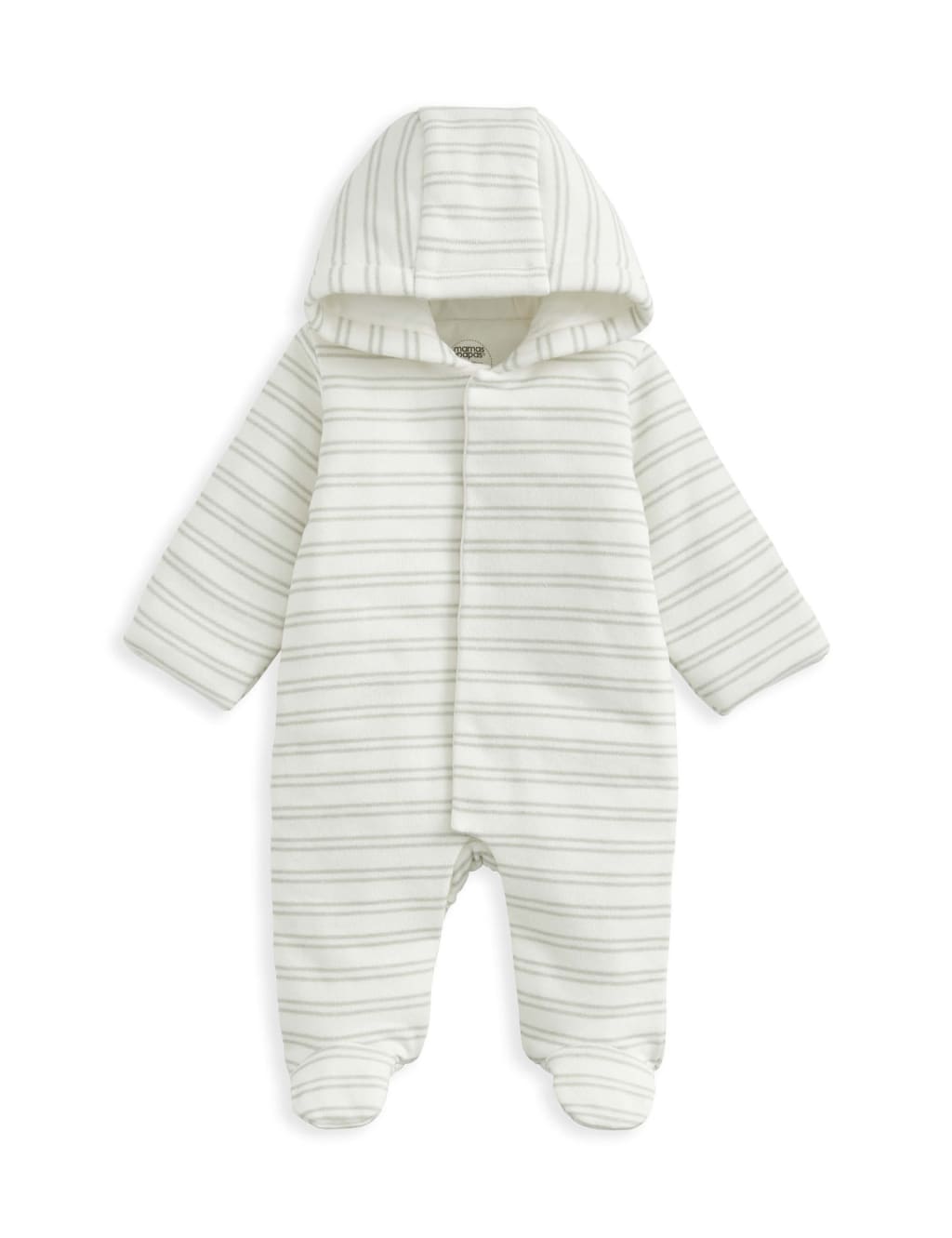 Cotton Rich Hooded Double Stripe Pramsuit (0-12 Mths) 2 of 2