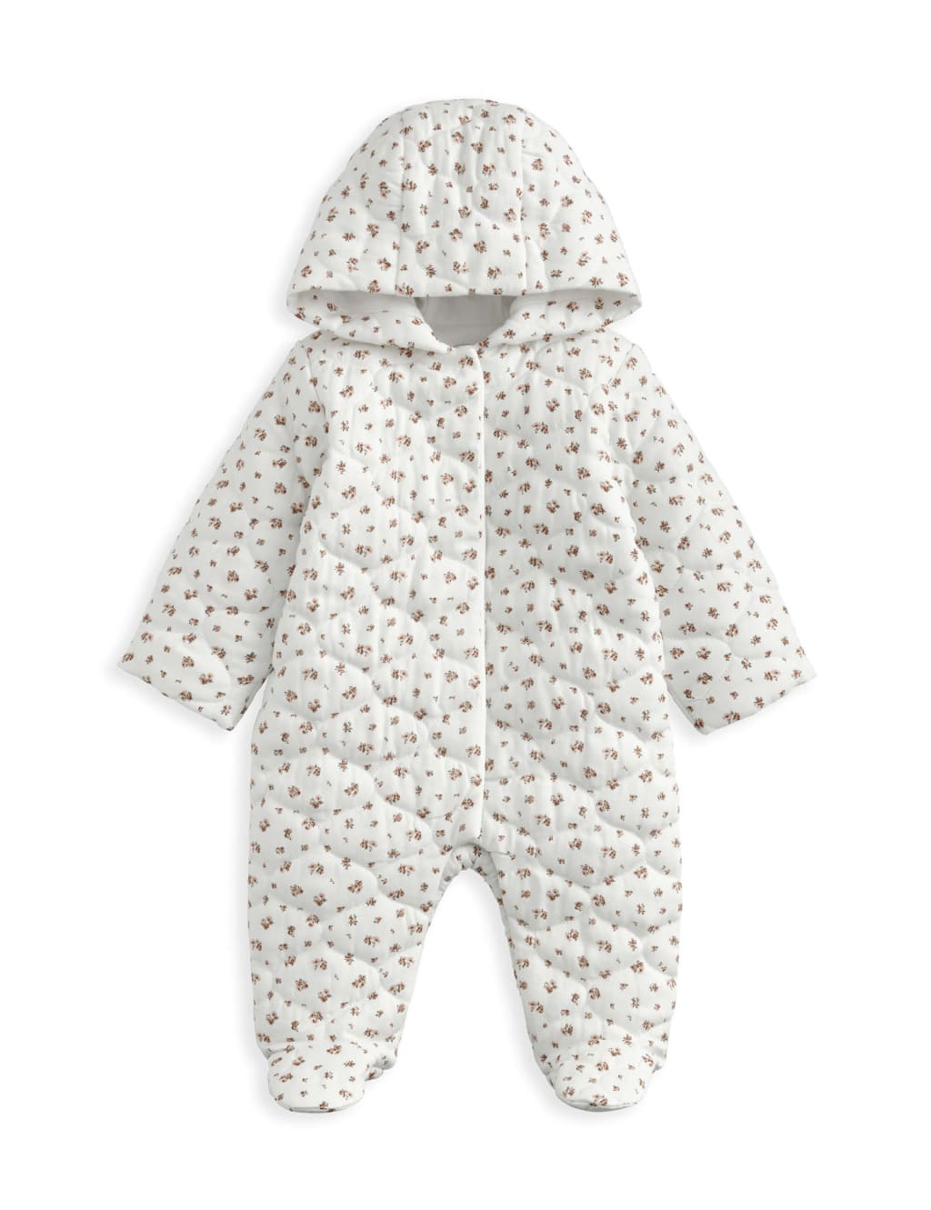 Floral Hooded Quilted Pramsuit (0-12 Mths) 2 of 2