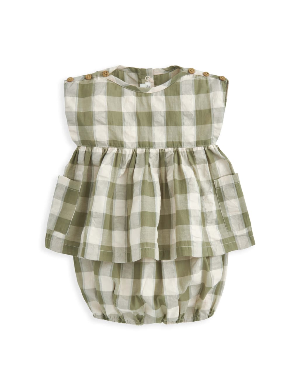 Pure Cotton Gingham Dress and Bloomers (0 Mths-3 Yrs) 2 of 4