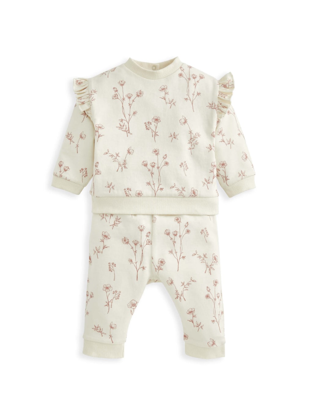 2pc Pure Cotton Floral Top & Bottom Outfit (0-12 Mths) 2 of 4