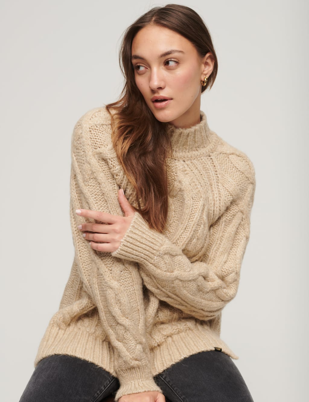 Cable Knit Roll Neck Jumper Superdry M S