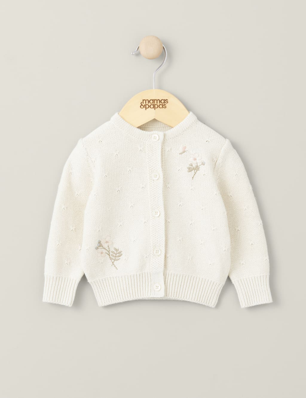 Pure Cotton Floral Knitted Cardigan (7lbs-1 Yrs) 1 of 4