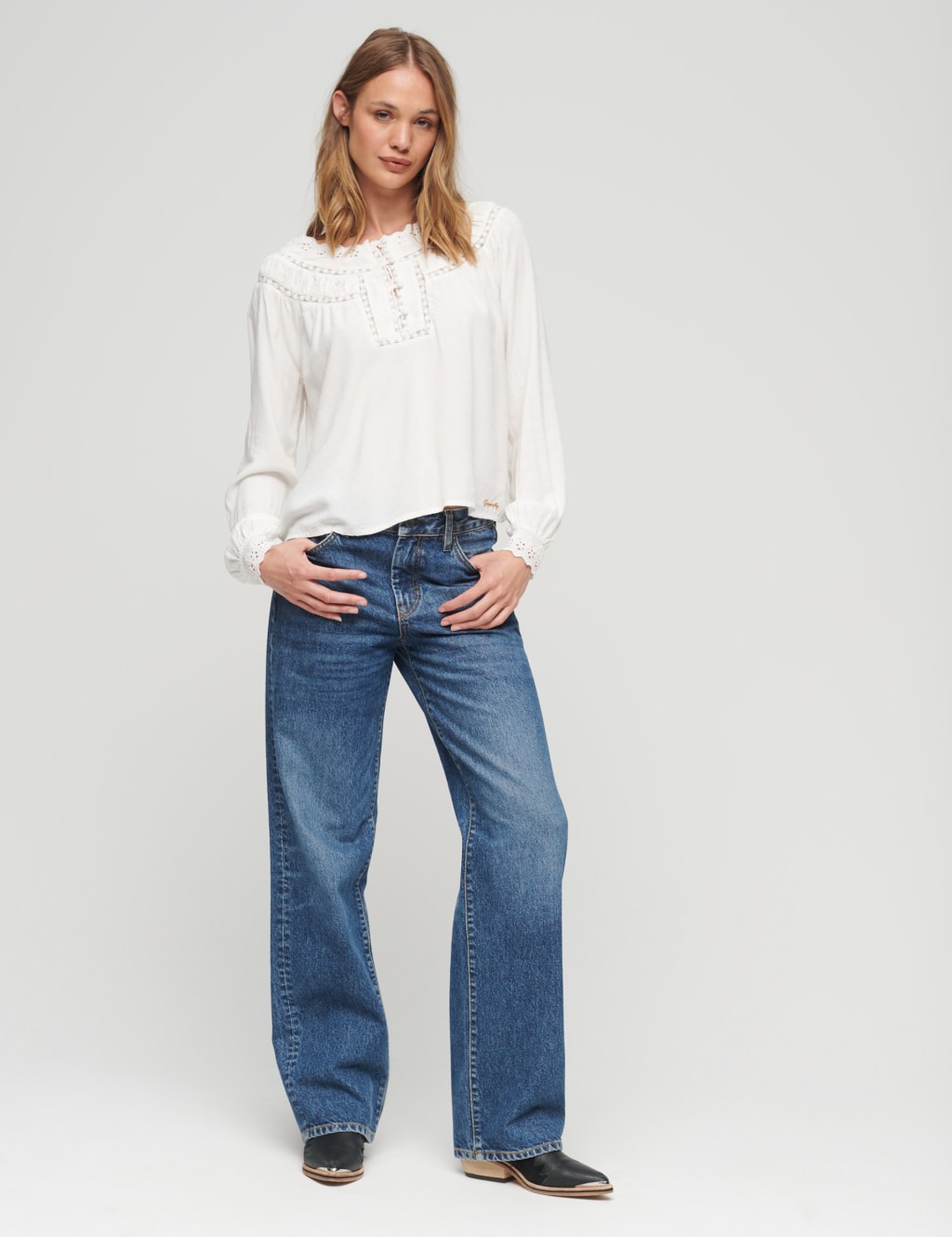Lace Trim Button Front Top 2 of 3