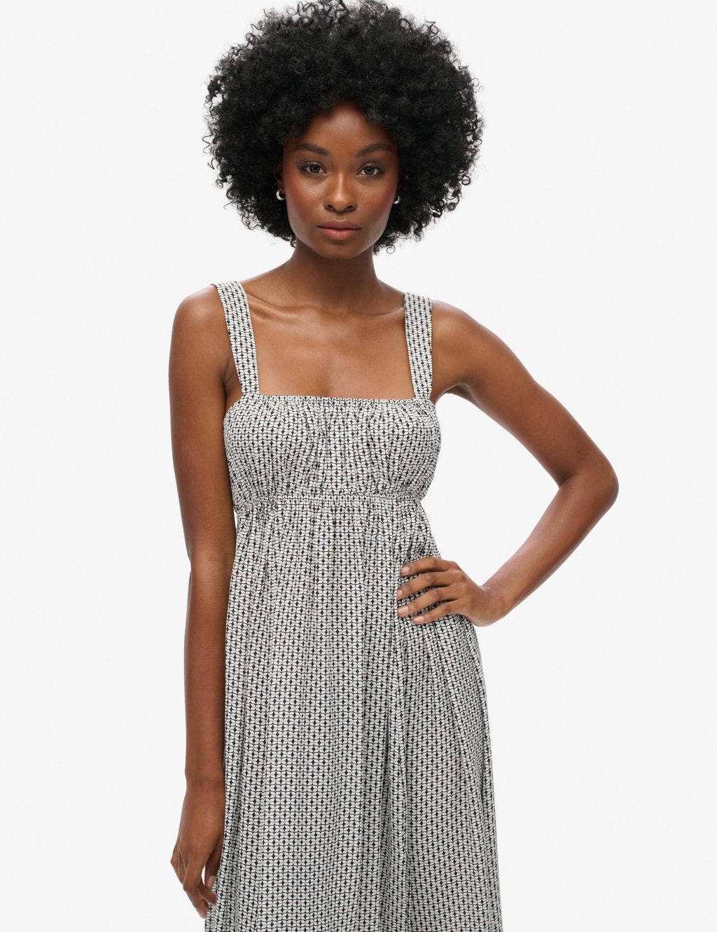 Printed Square Neck Maxi Smock Dress 2 of 6