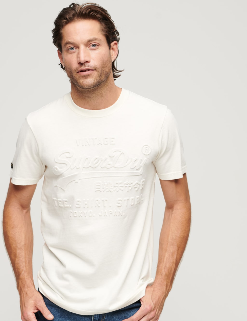 Slim Fit Pure Cotton Embossed T-Shirt 1 of 6