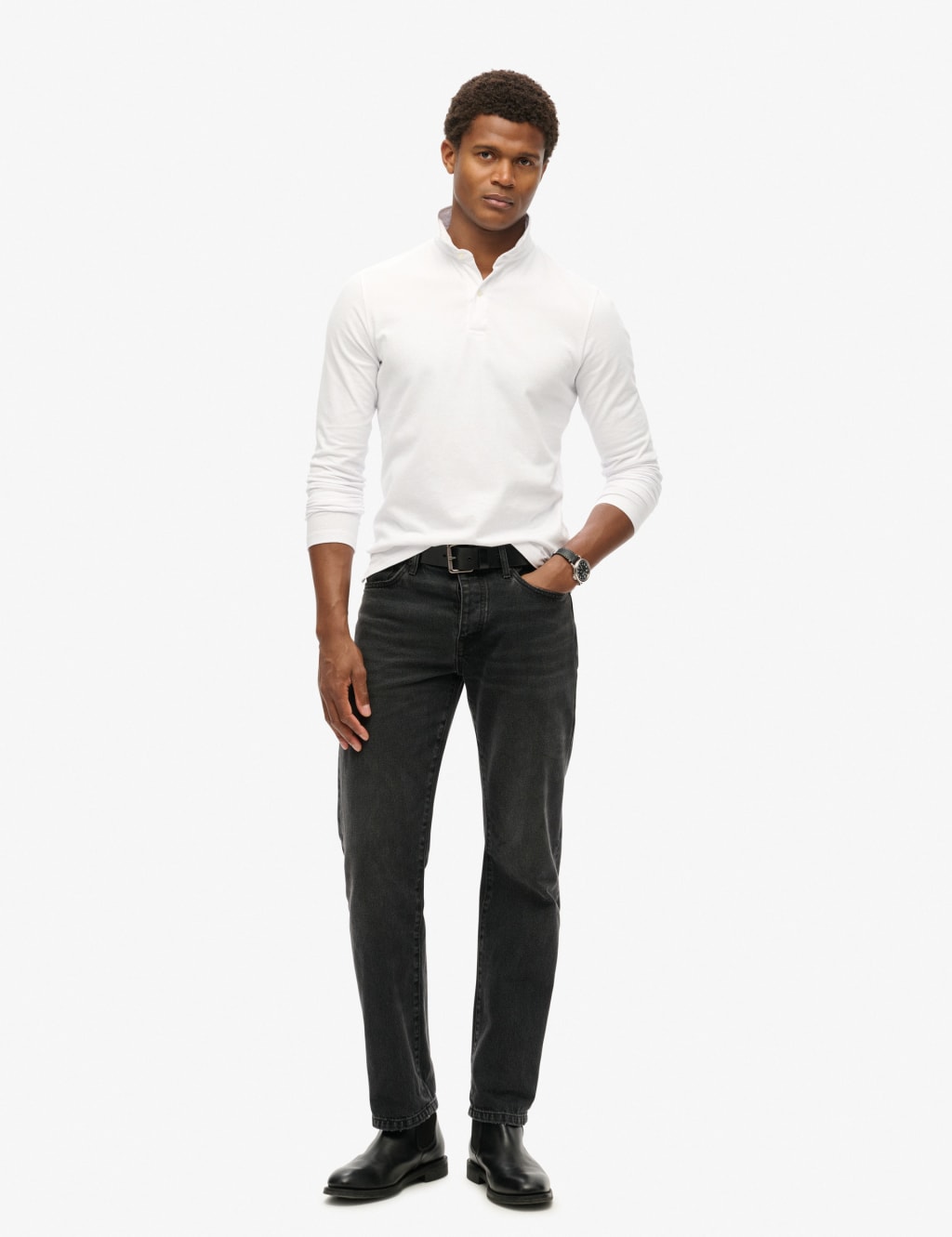 Slim Fit Pure Cotton Long Sleeve Polo Shirt 5 of 6