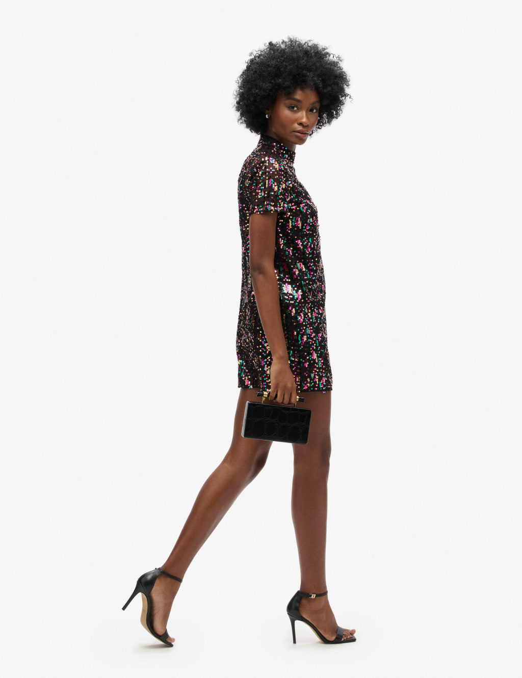 Sequin High Neck Mini T-Shirt Dress 4 of 7