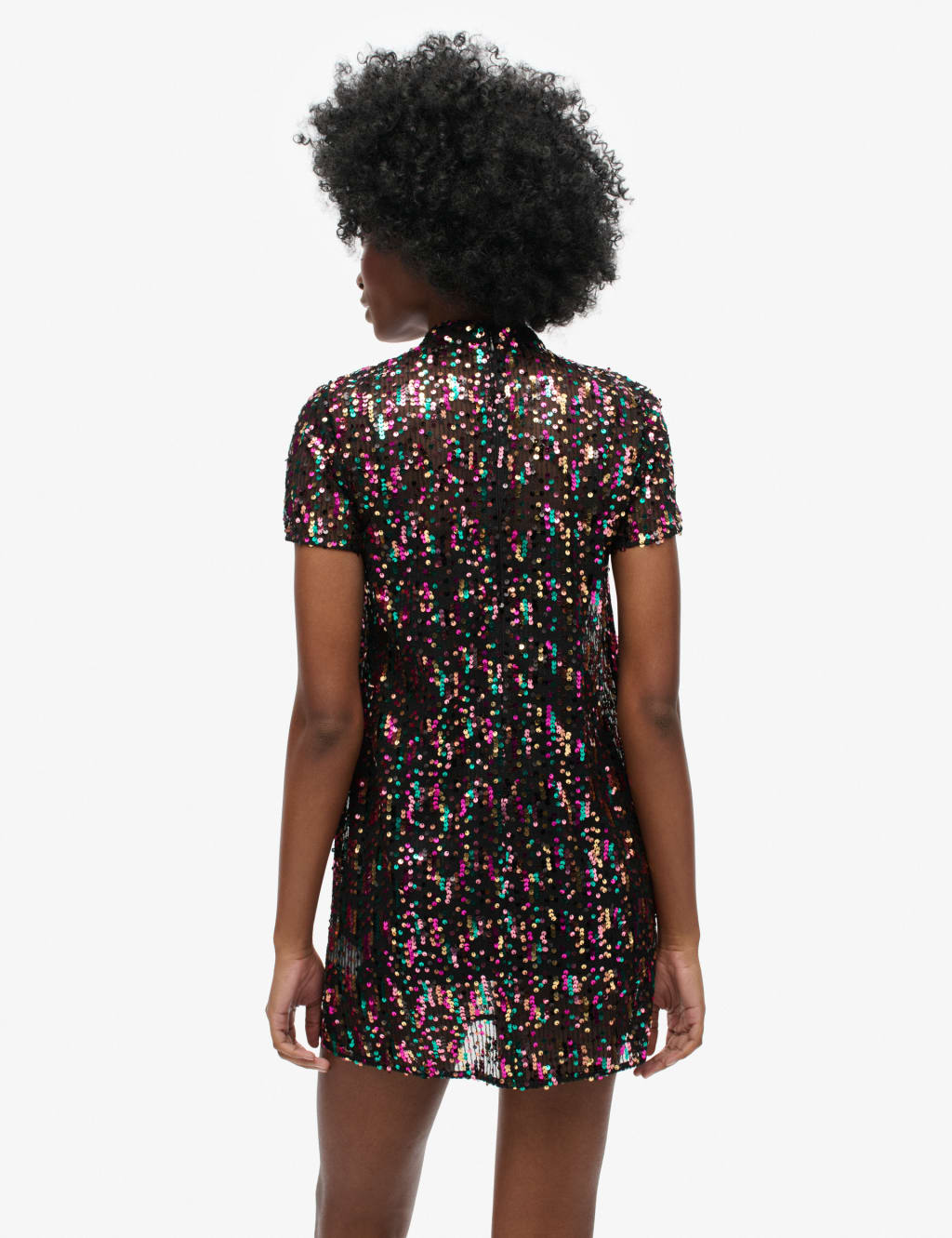 Sequin High Neck Mini T-Shirt Dress 6 of 7