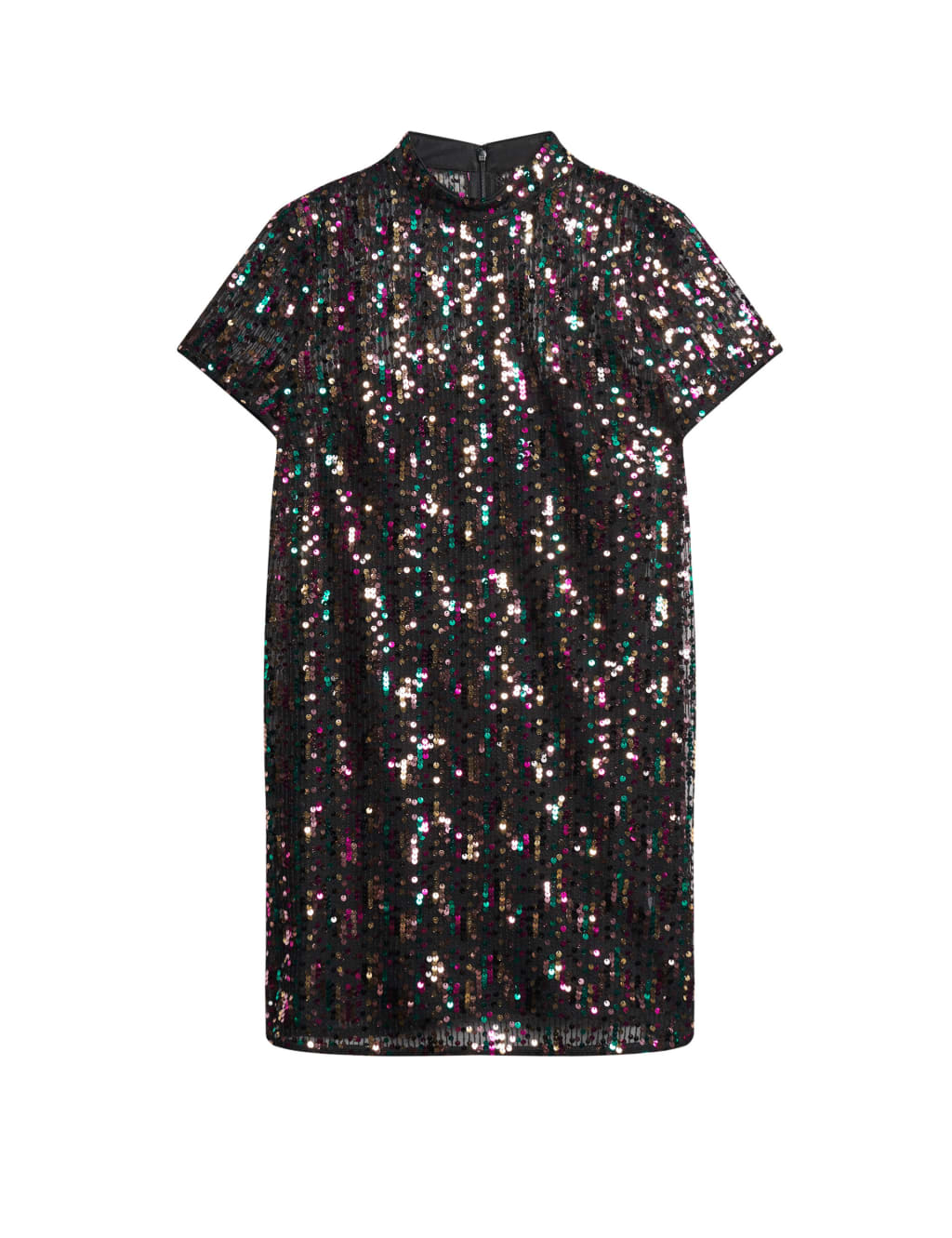 Sequin High Neck Mini T-Shirt Dress 2 of 7
