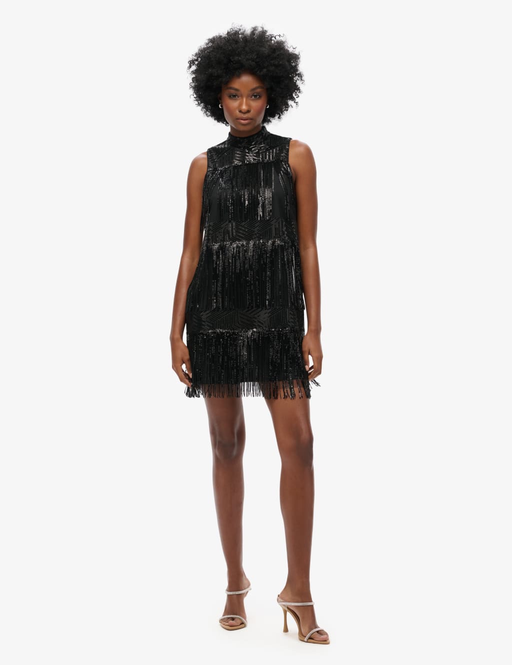Sequin High Neck Mini Tiered Dress 3 of 8