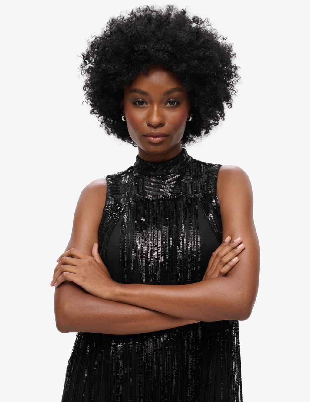 Sequin High Neck Mini Tiered Dress 4 of 8