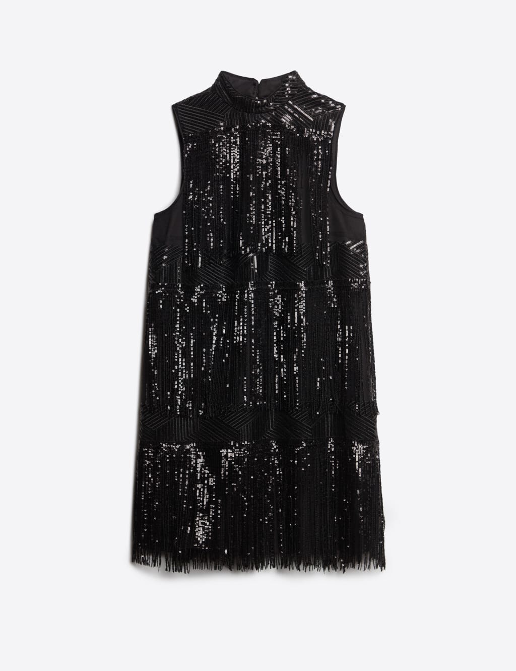 Sequin High Neck Mini Tiered Dress 2 of 8