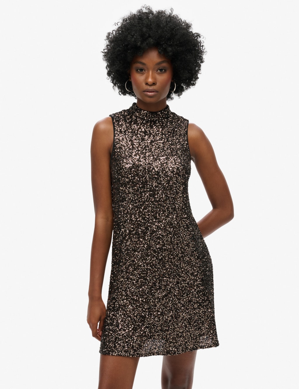 High neck shift dress with sleeves online