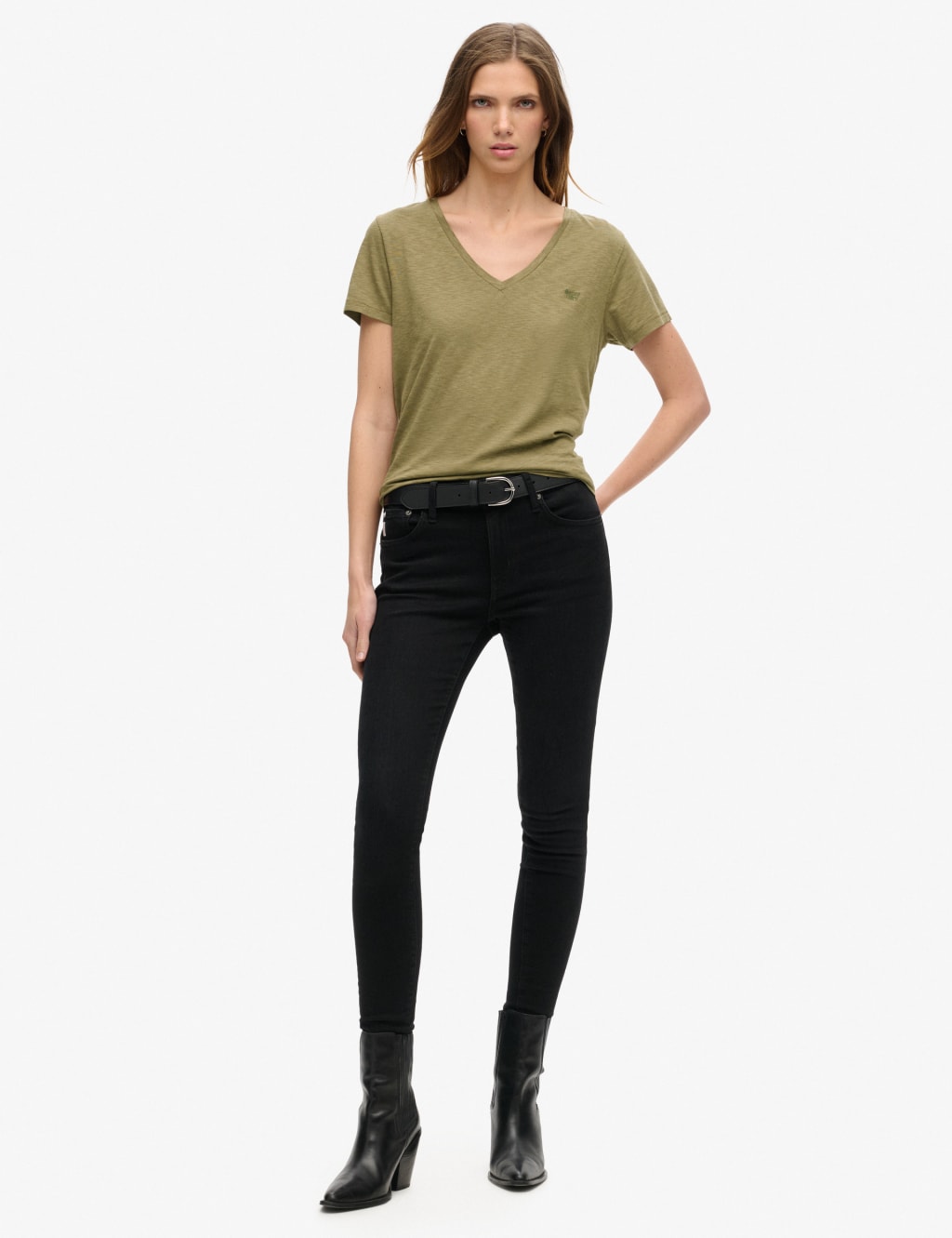Cotton Rich Embroidered V-Neck T-Shirt 4 of 6