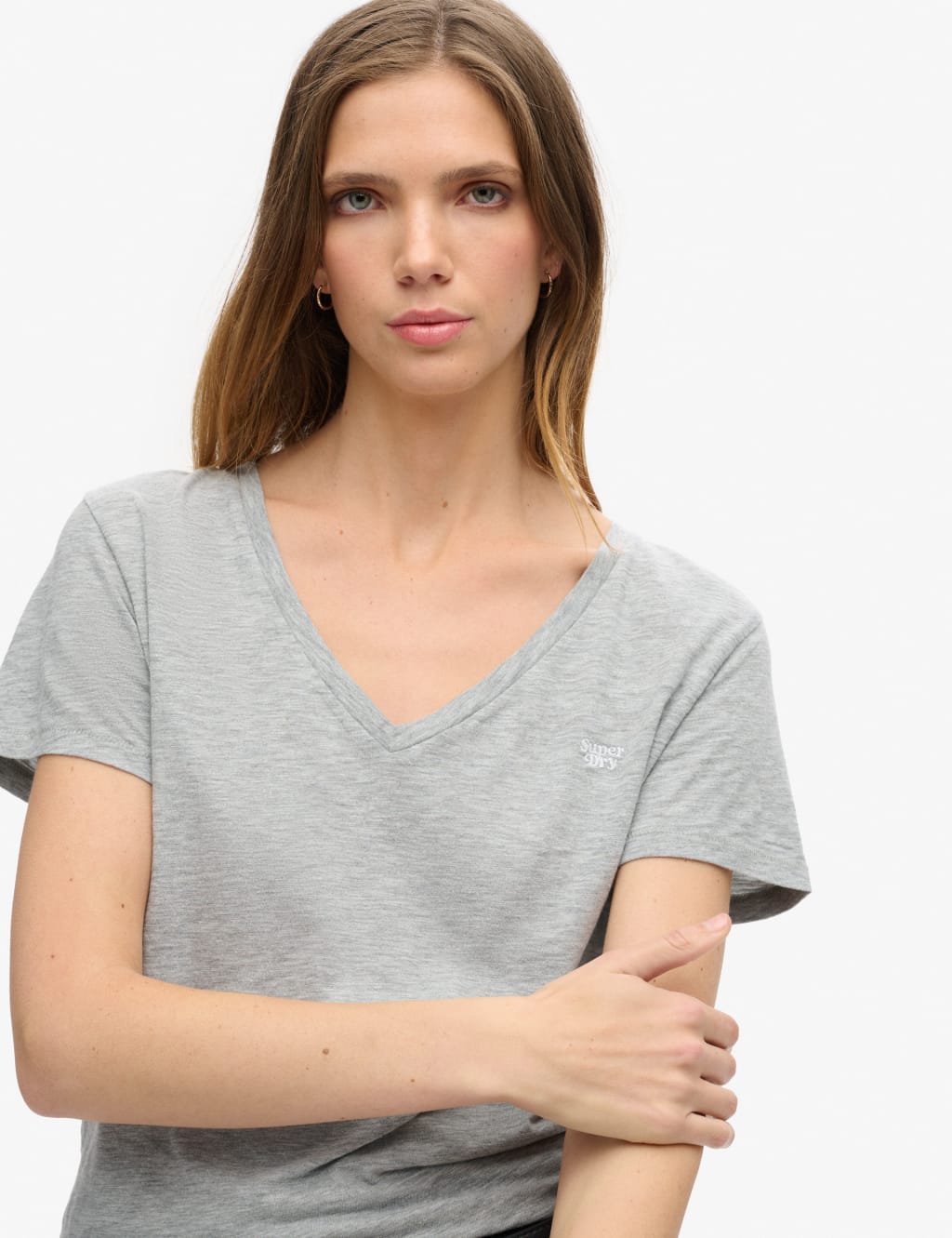 Cotton Rich Embroidered V-Neck T-Shirt 2 of 5