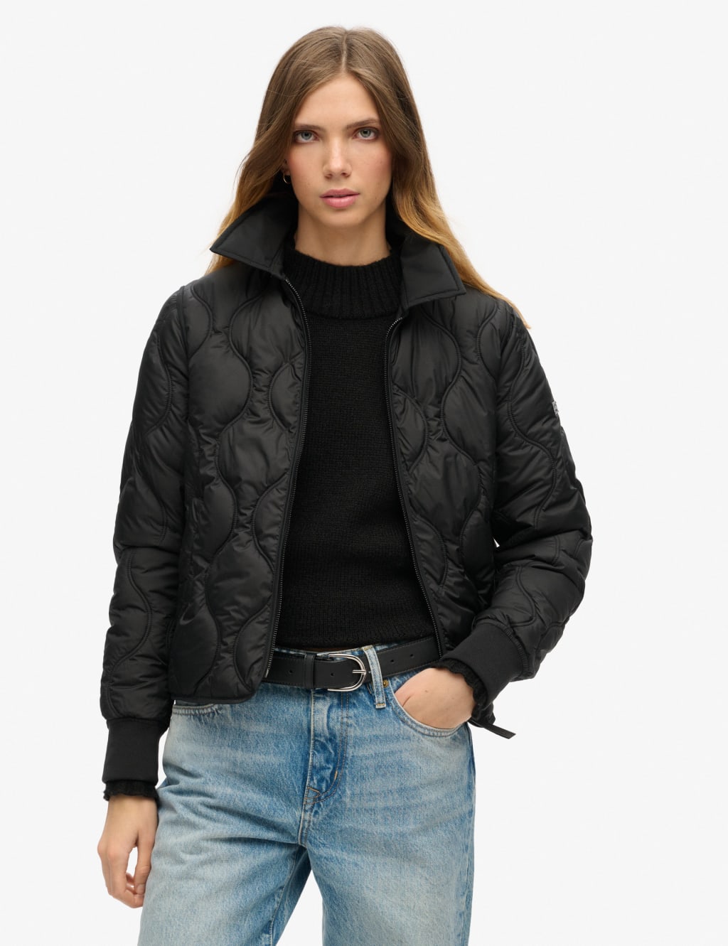 Quilted Lightweight Collared Cropped Jacket
