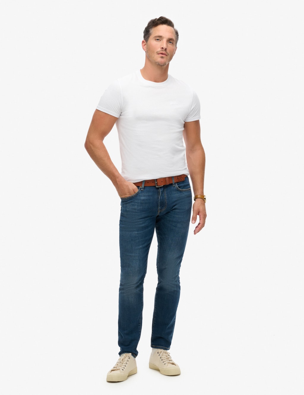 Slim Fit Vintage Wash 5 Pocket Jeans 2 of 7