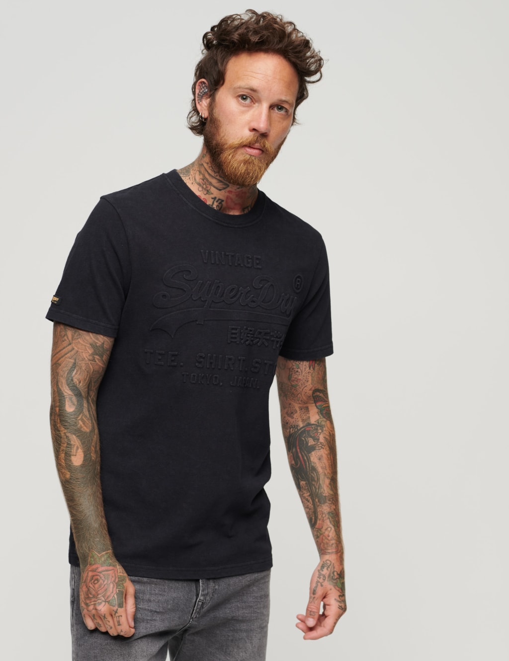 Pure Cotton Embossed Logo Crew Neck T-Shirt 1 of 3