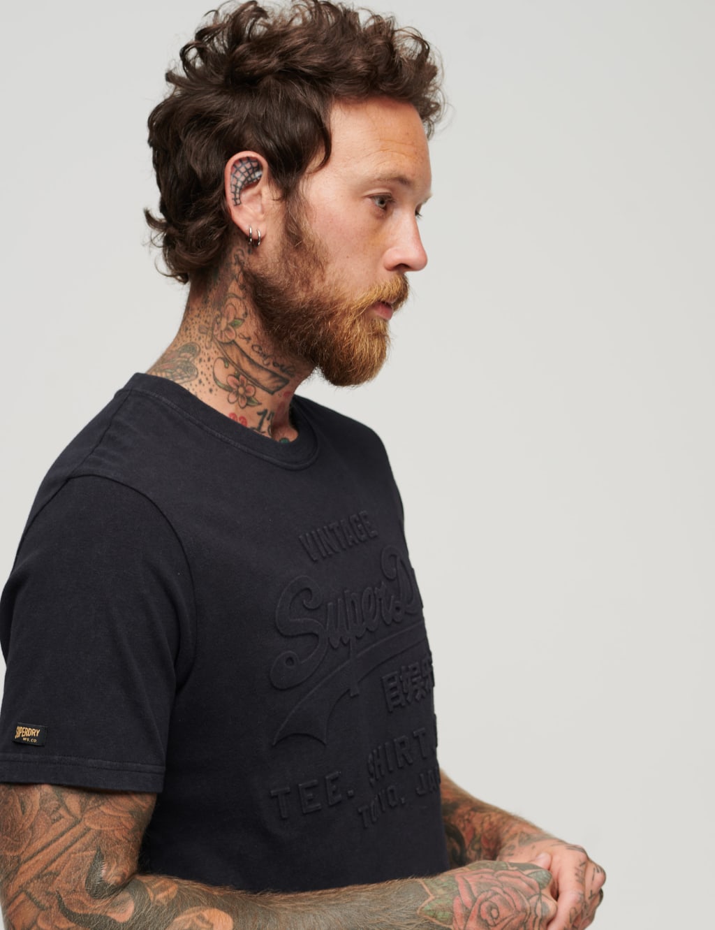 Pure Cotton Embossed Logo Crew Neck T-Shirt 3 of 3