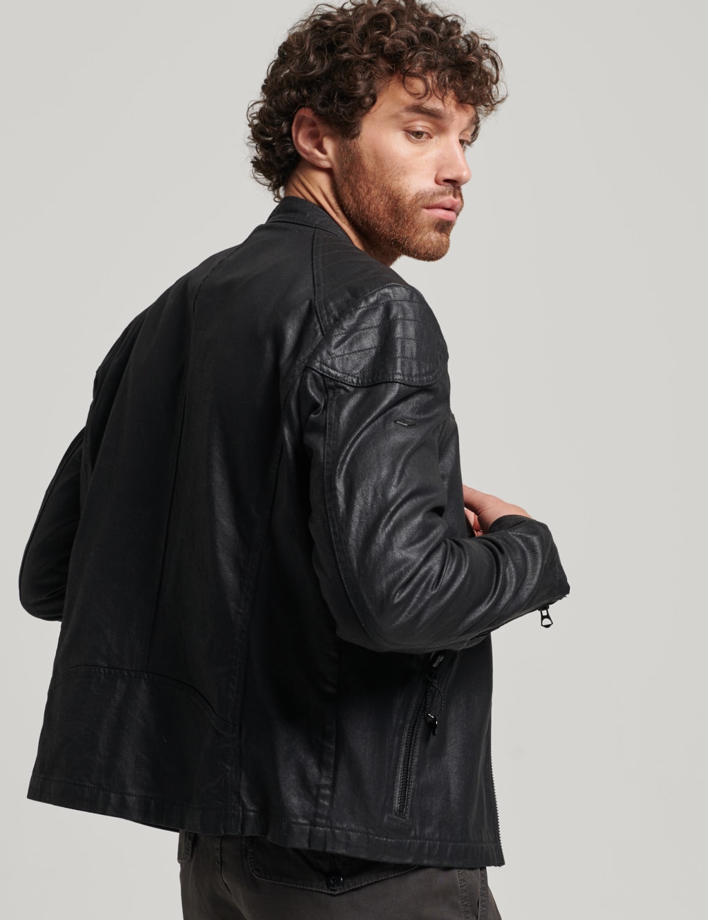 Superdry mens denim biker jacket top