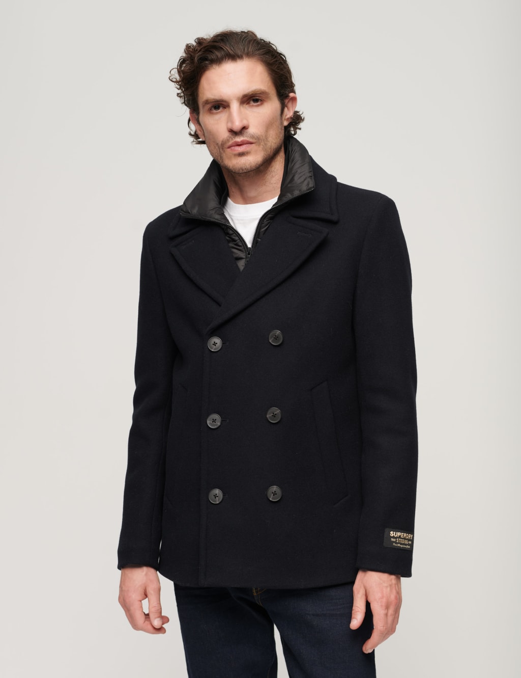 Superdry mens pea coat sale cheap