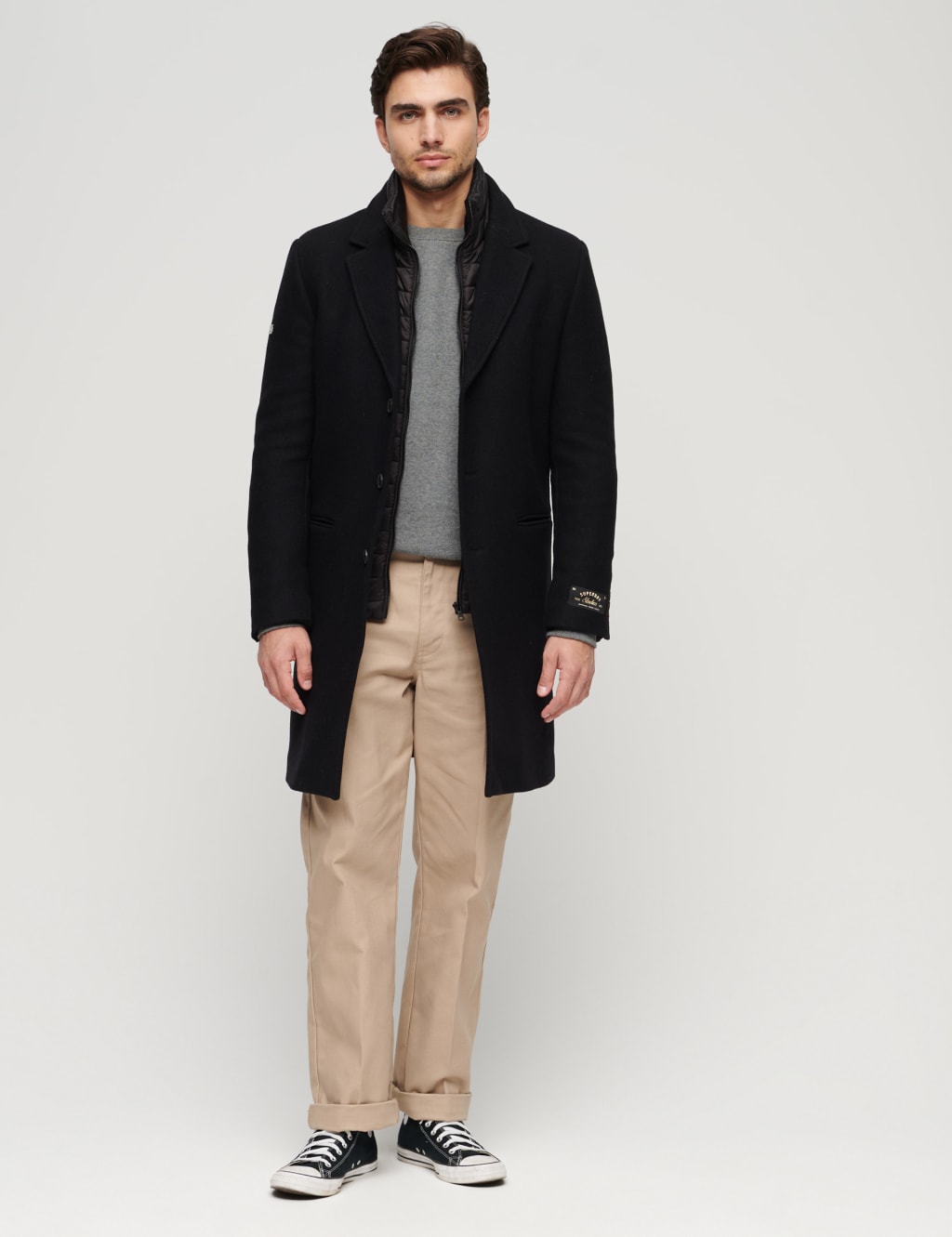 Wool Rich Removable Gilet Overcoat Superdry M S