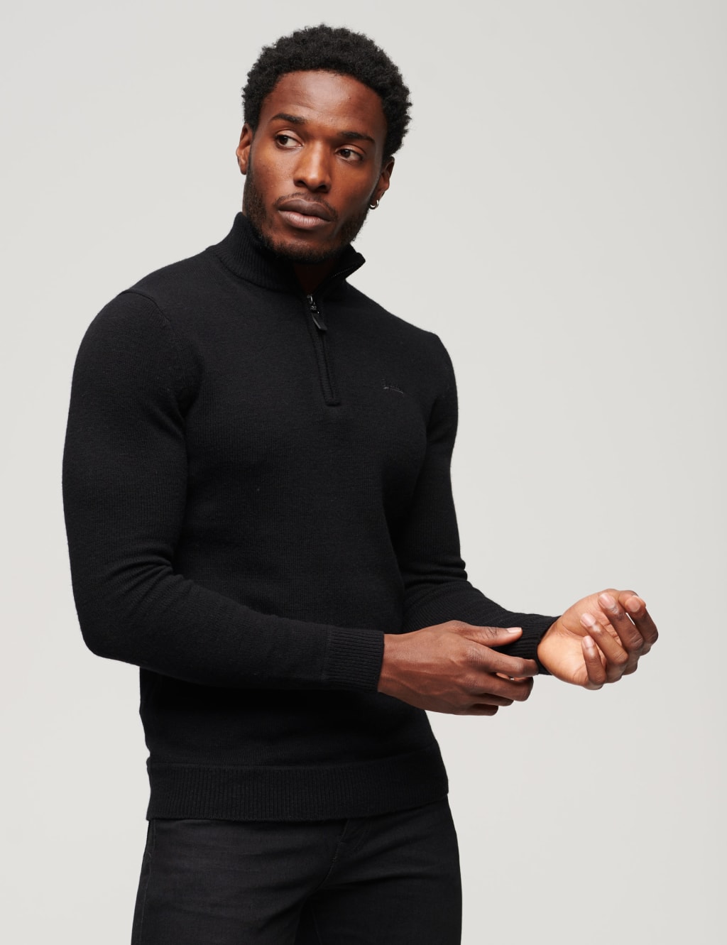 Wool Blend Funnel Neck Half Zip Jumper 1 of 3