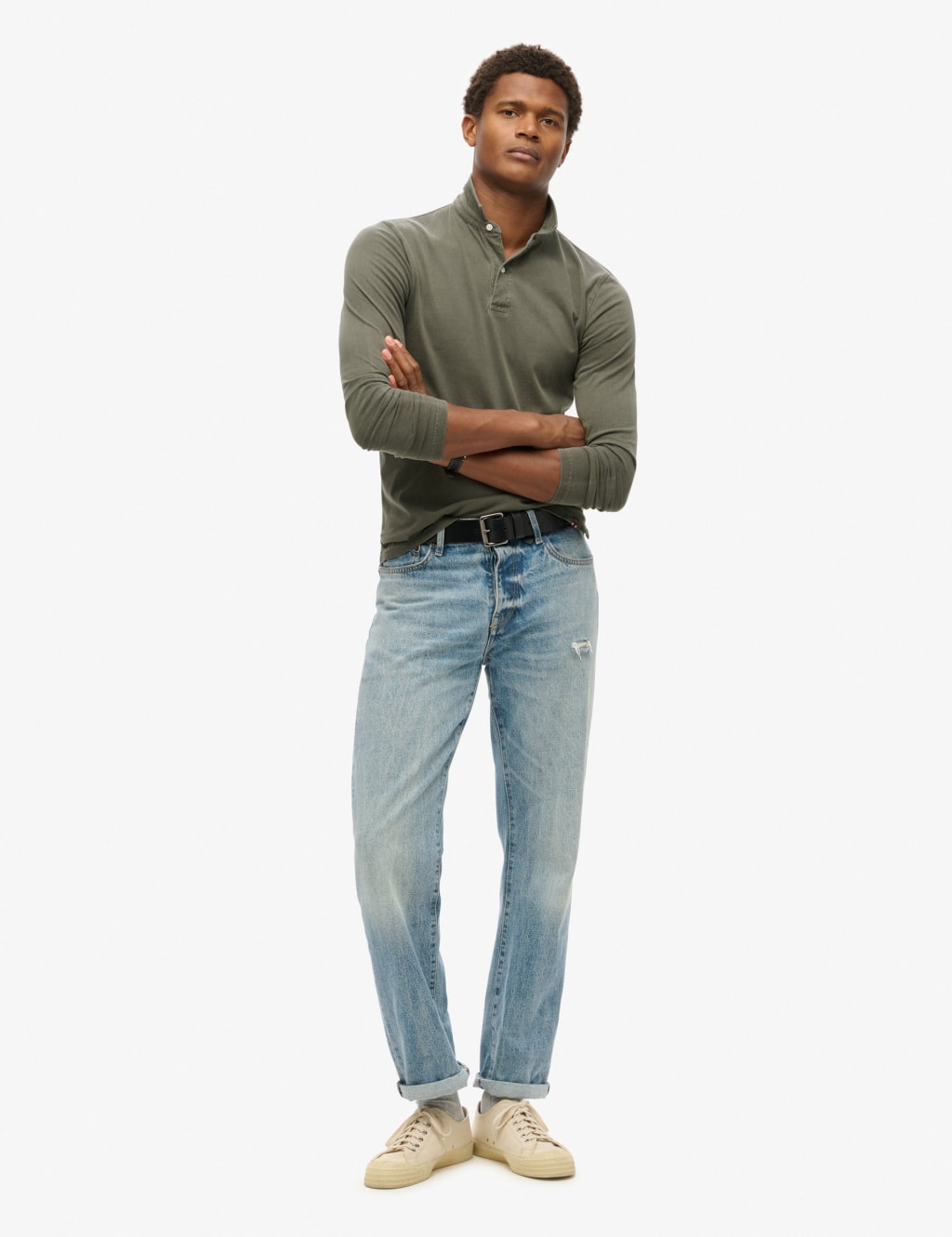 Slim Fit Pure Cotton Long Sleeve Polo Shirt 3 of 3