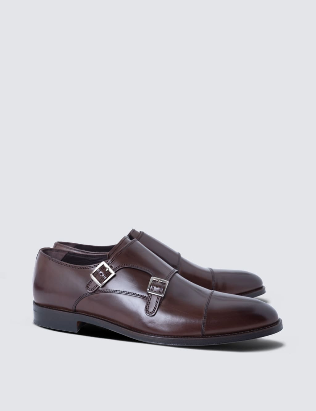 Wide Fit Leather Double Monk Strap Shoes 2 of 5