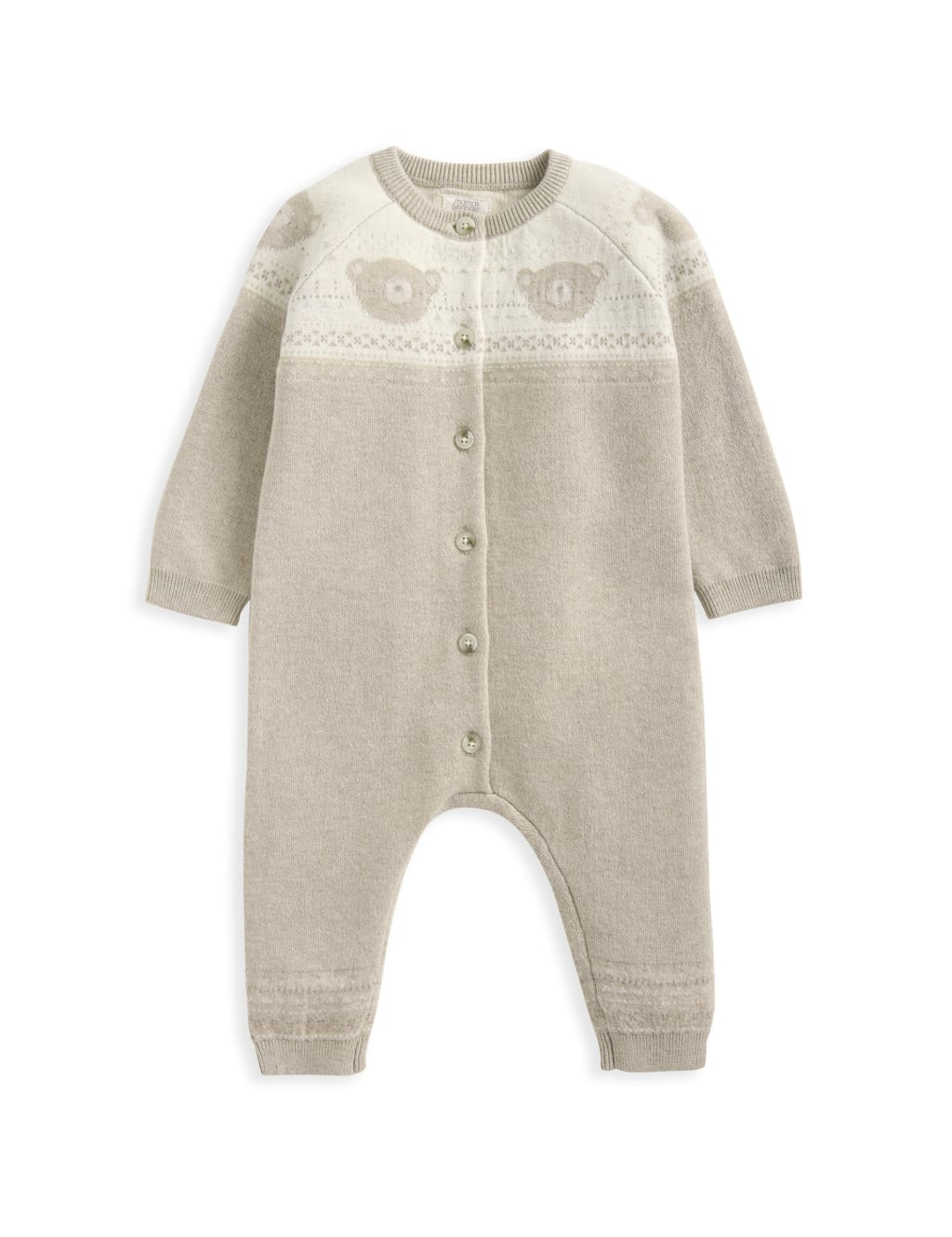 Pure Cotton Teddy Bear Fair Isle Knitted Romper (0-12 Mths) 2 of 2