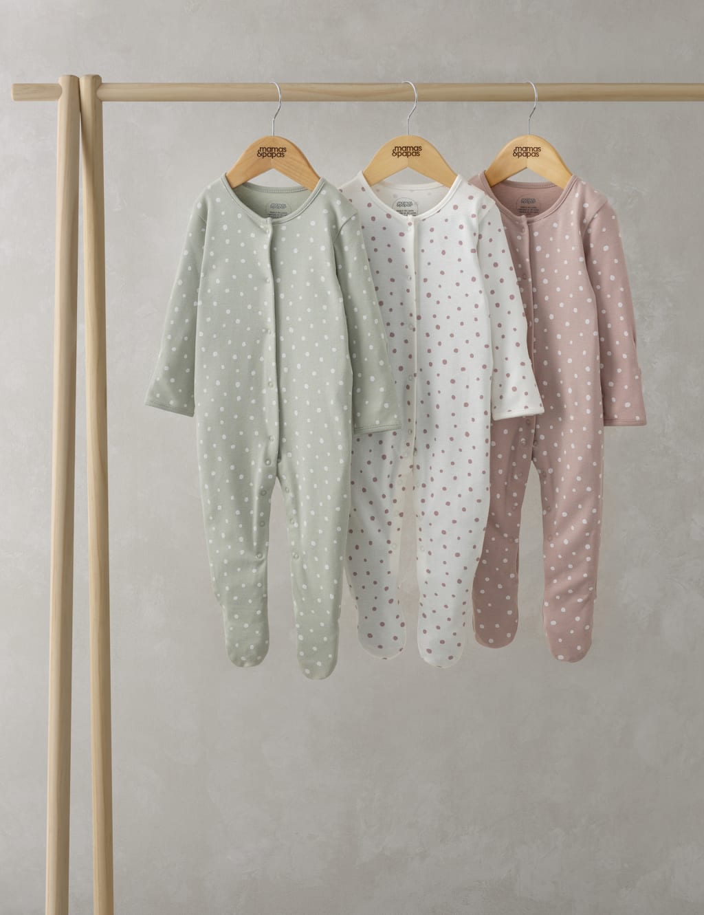 3pk Pure Cotton Spot Sleepsuits (0-24 Mths) 1 of 2