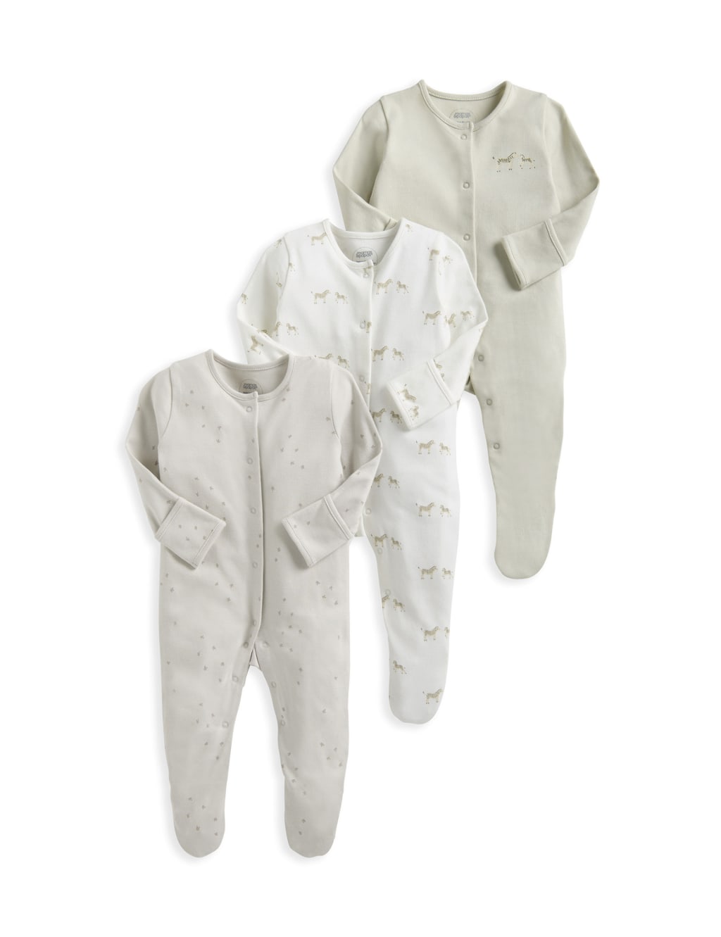 3pk Pure Cotton Animal Sleepsuits (0-24 Mths) 2 of 2