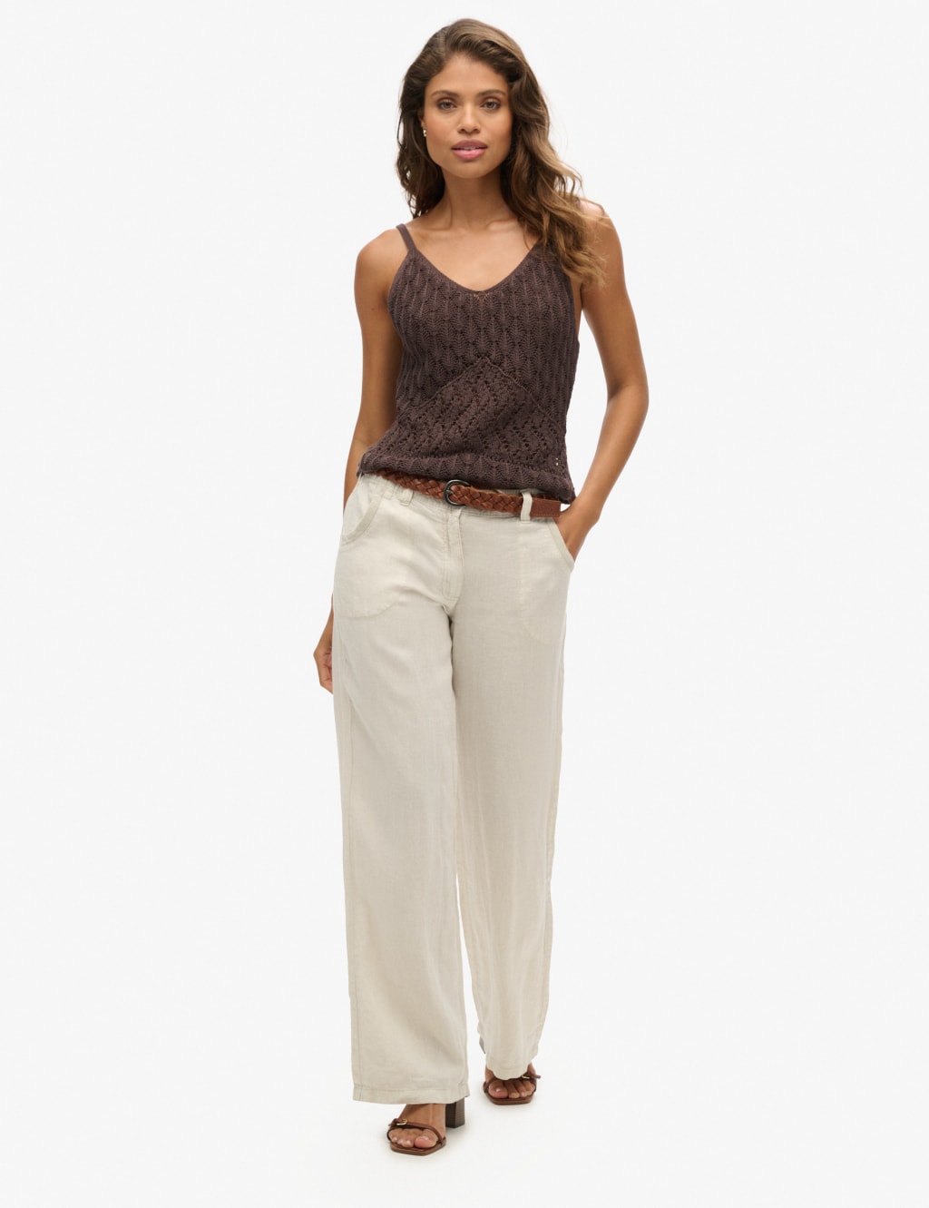 Pure Linen Wide Leg Trousers 3 of 7