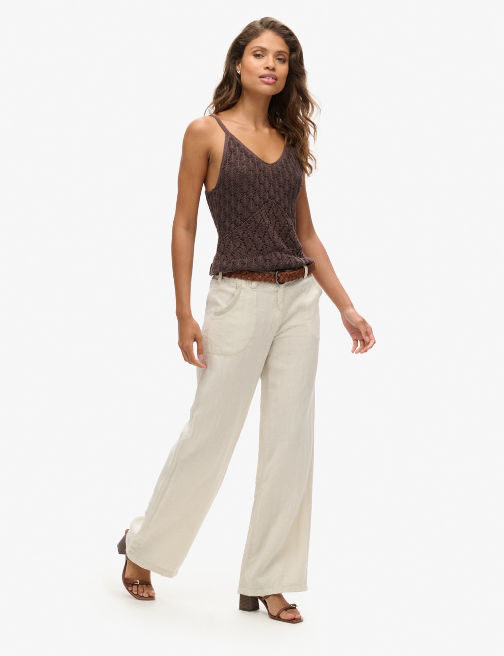 Pure Linen Wide Leg Trousers 4 of 7