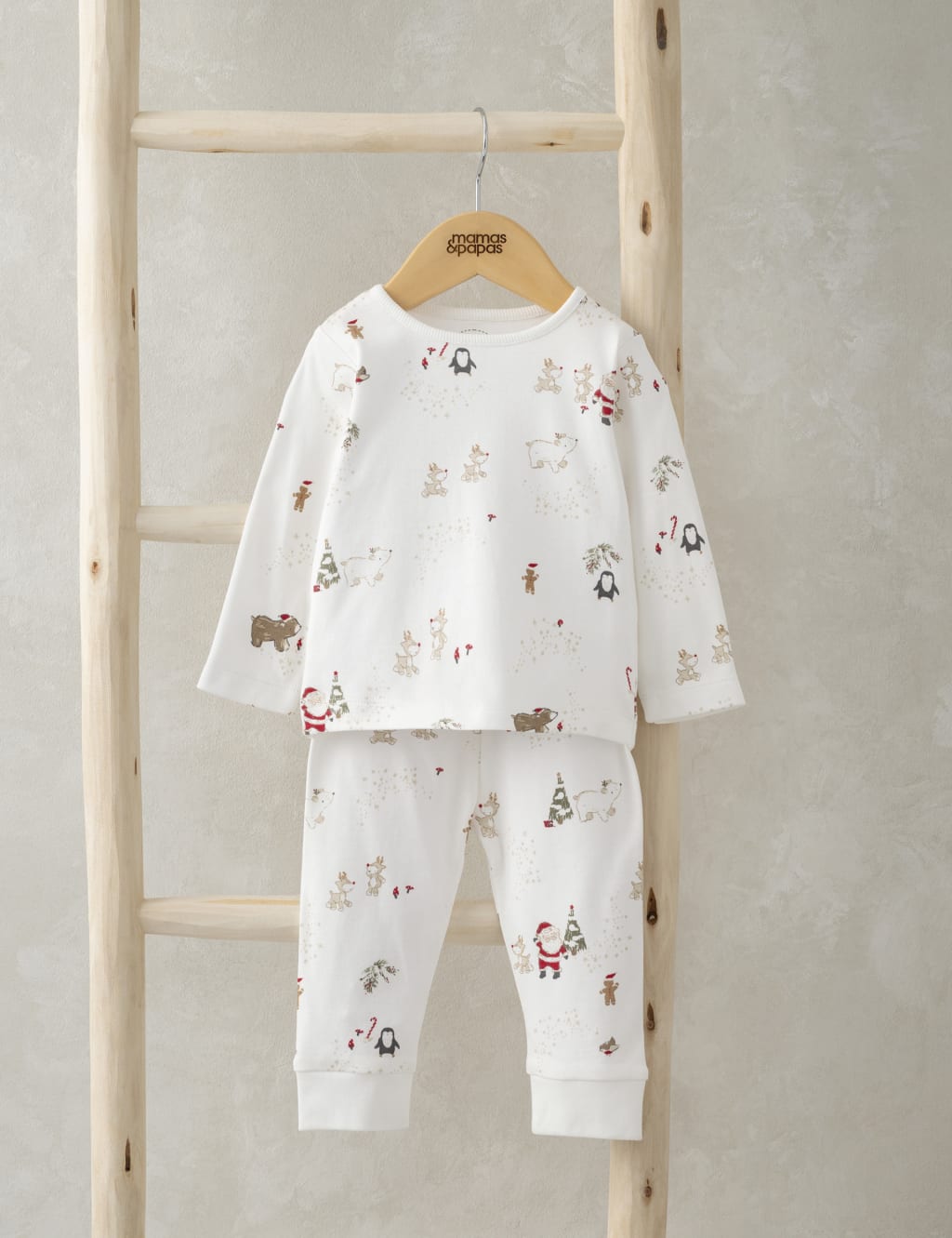 Pure Cotton Christmas Print Pyjamas (3 Mths-3 Yrs) 1 of 6