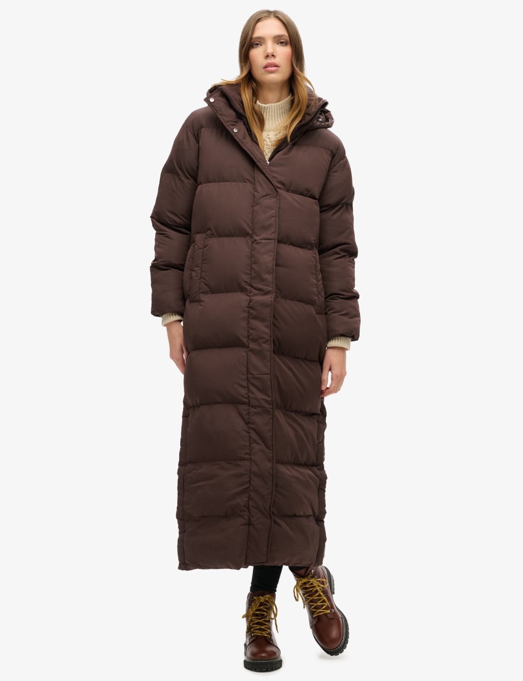 Hooded Relaxed Longline Puffer Coat Superdry M S