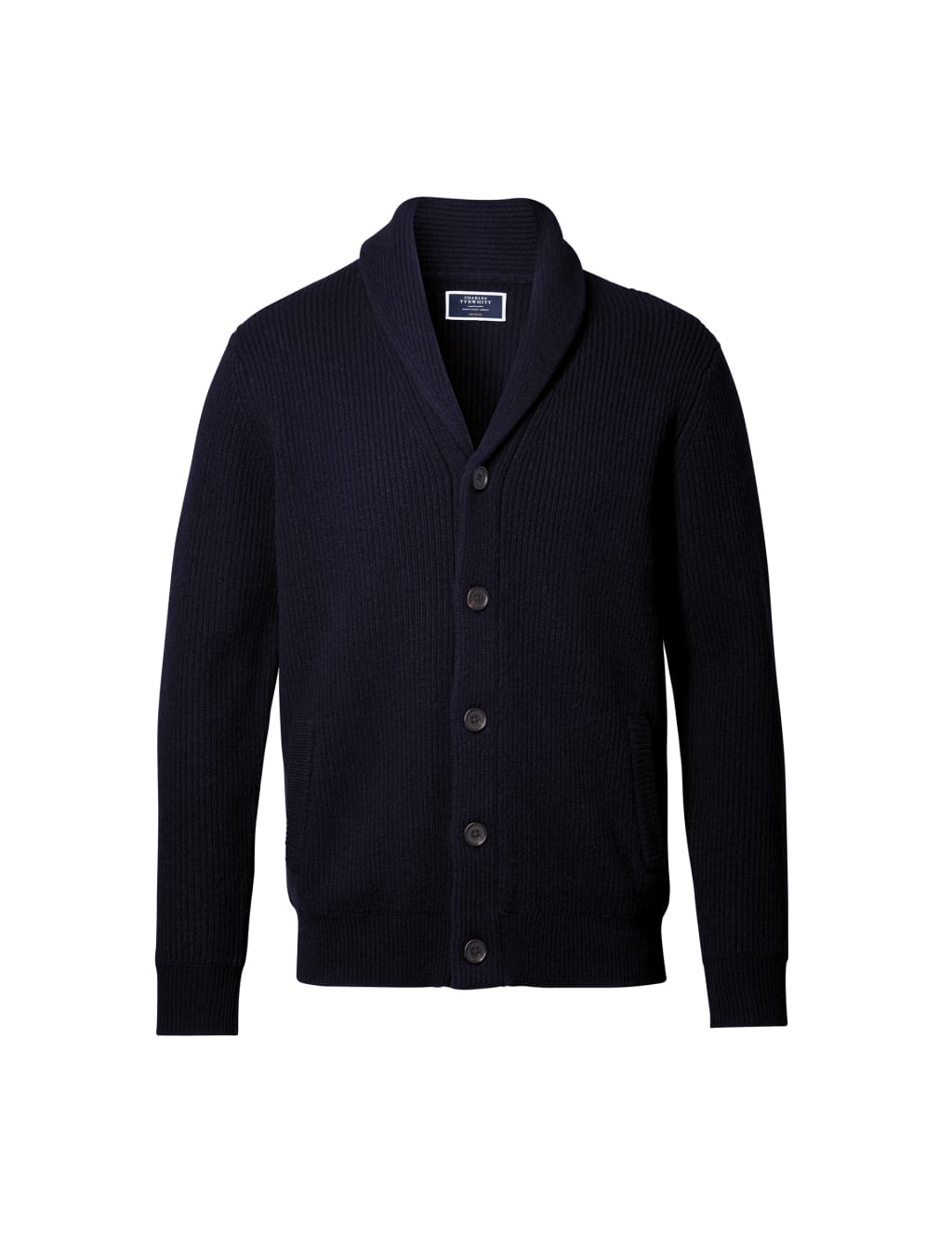 Pure Merino Wool Rib Shawl Collar Cardigan Charles Tyrwhitt M S