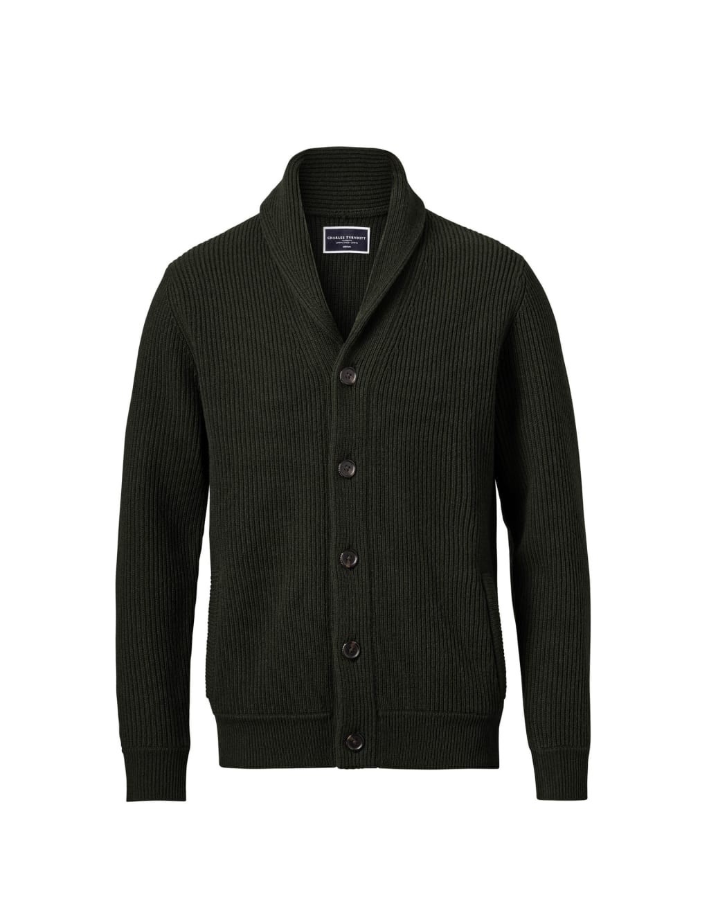 Pure Merino Wool Rib Shawl Collar Cardigan Charles Tyrwhitt M S