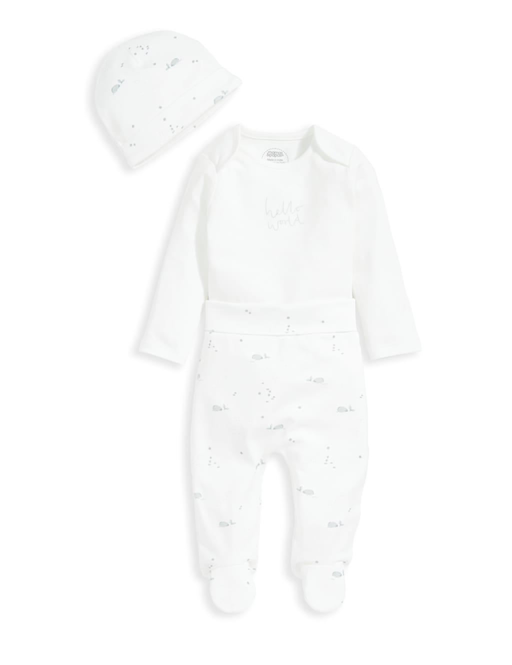 3pc Pure Cotton Whale Outfit (7lbs-6 Mths) 2 of 8