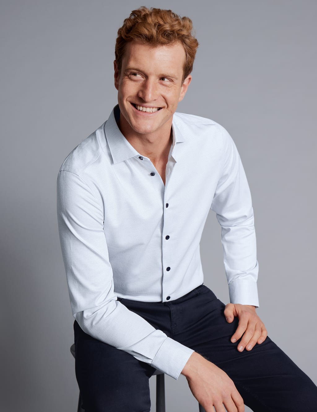 Slim Fit Non Iron Pure Cotton Textured Shirt 2 of 6