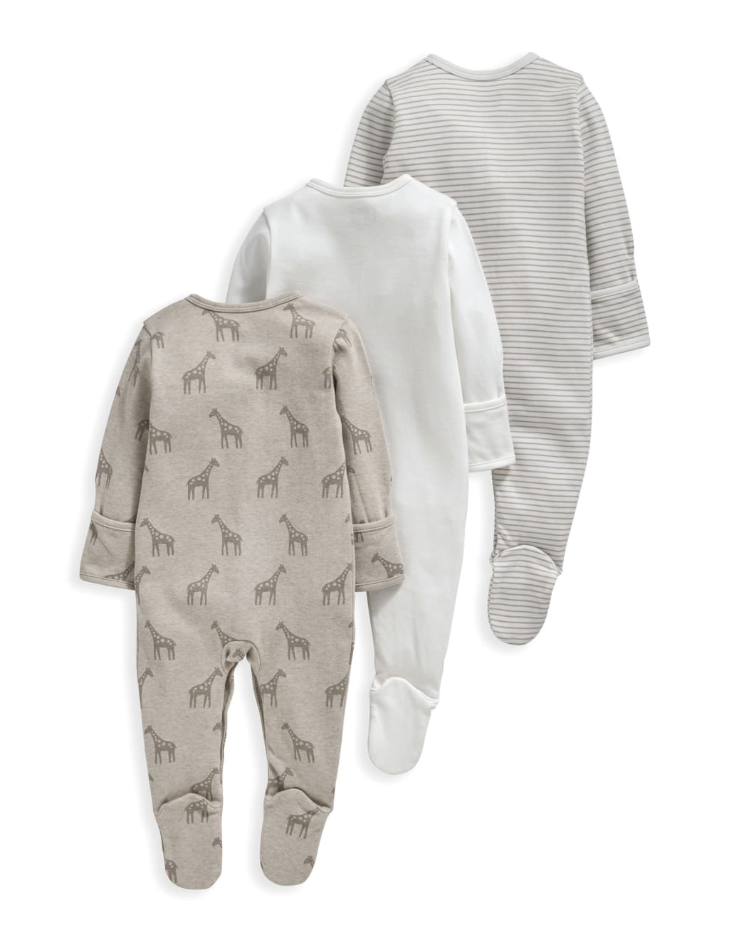3pk Pure Cotton Giraffe Sleepsuits (7lbs-2 Yrs) 2 of 2