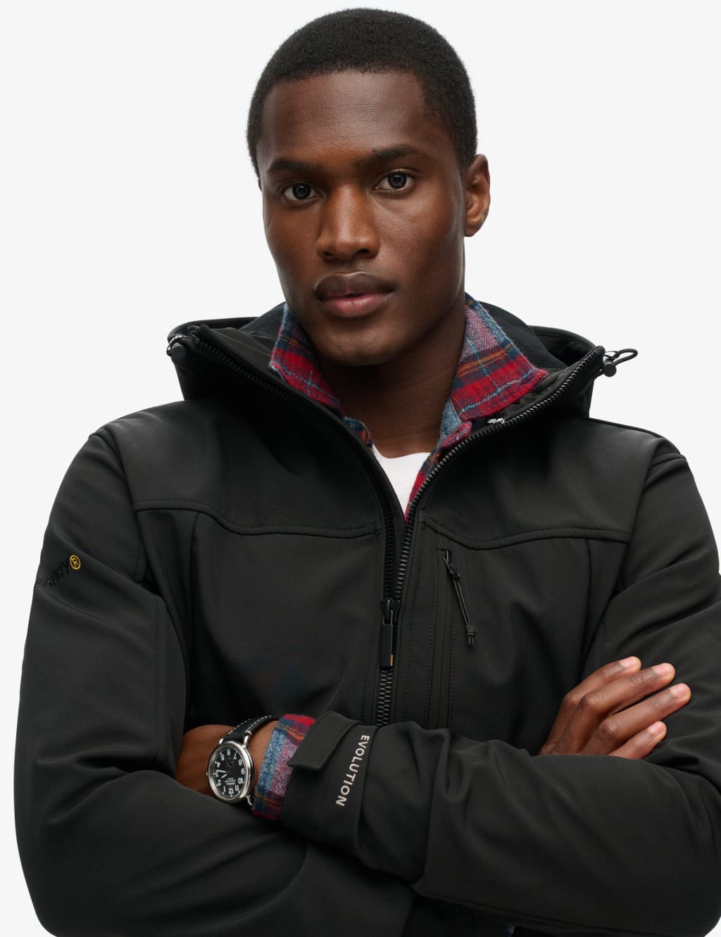 Black hooded utility jacket clearance