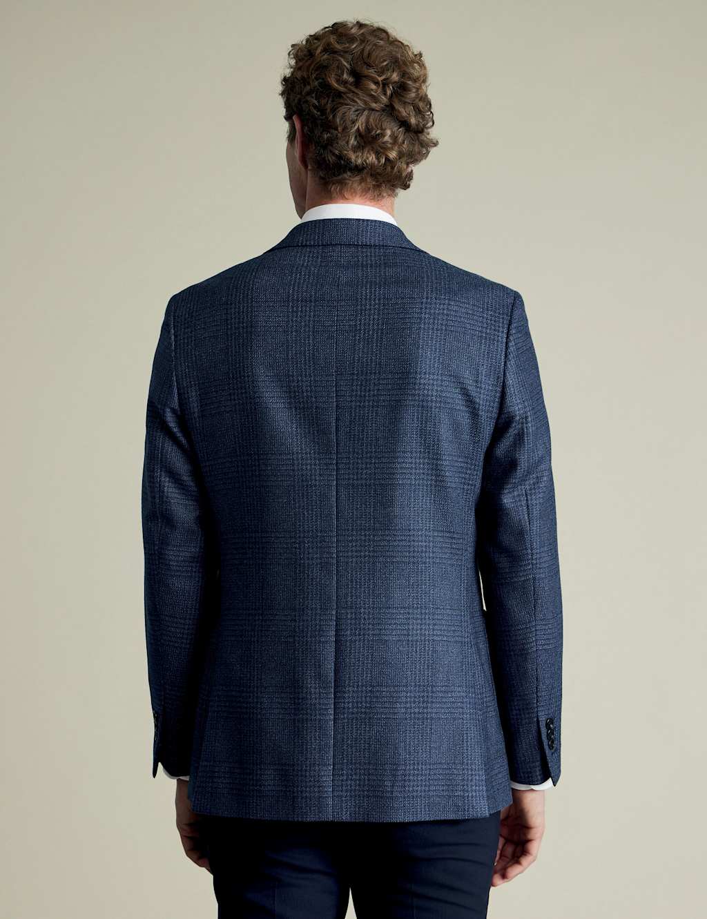 Slim Fit Wool Silk Check Blazer 2 of 4