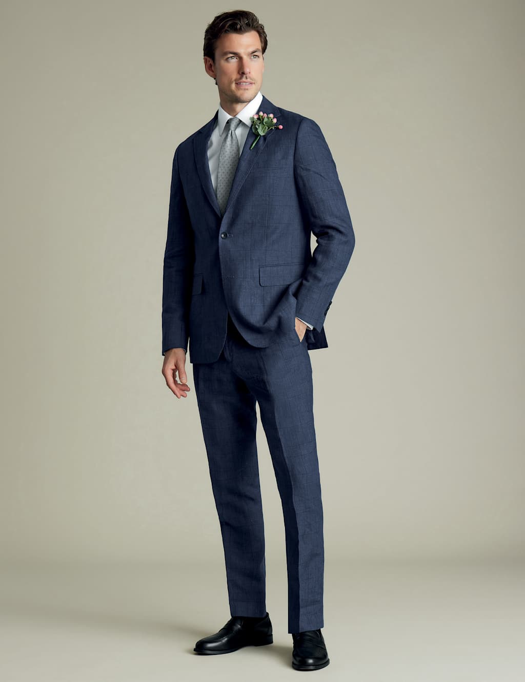 Slim Fit Pure Linen Check Suit Jacket 2 of 5